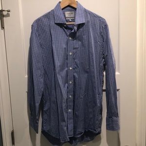 Ledbury Blue Check Slim Dress Shirt - Size 16.5/34
